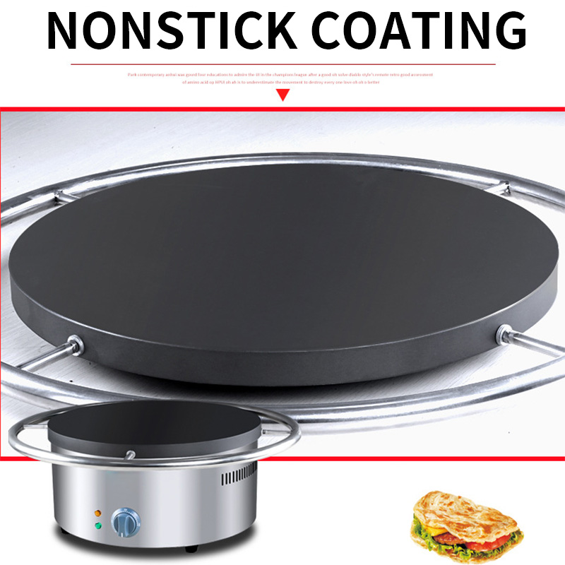 Crepe Maker Griddle - Plancha Eléctrica Giratoria Manual para Panqueques,
